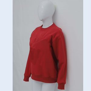 Sweat-shirt col rond rouge uni en molleton épais, tissu en coton durable, impression personnalisée, marque privée, vente en gros de sweats. - Product Image 3