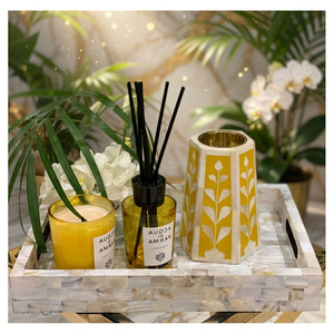 Nouvel article : Brûleur d'encens Mabkhara moderne en nacre, design arabe avec incrustation de MOP, pour encens Oud arabe Mubkhar - Product Image 6