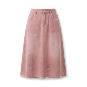 Private Label <b>Womens</b> <b>Denim</b> <b>Midi</b> <b>Skirt</b> Stretch <b>Denim</b> Slit Detail Wholesale Boutique Supplier Bulk Supply - Product Image 5