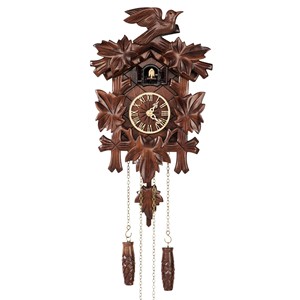 Horloge à coucou en bois sculptée à la main - Design traditionnel à motifs de feuilles - Vente en gros - Product Image 1