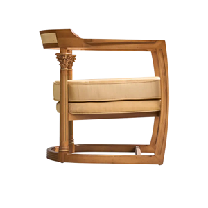 Sillón de Madera Maciza con Cojín Tapizado, Sillón Clásico de Diseño Elegante para Sala de Estar, Hotel, Cafetería, Muebles de Interior - Product Image 4