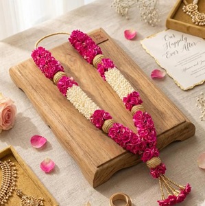 Guirlande de Varmala rose dorée faite à la main pour la cérémonie de mariage indienne, guirlande royale de mariée et de marié, Jaimala Mala, guirlande de mariage en fleurs artificielles - Product Image 6
