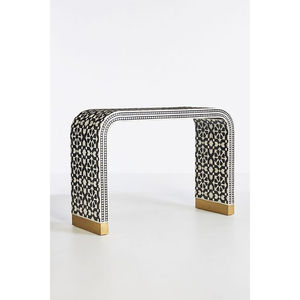 Mesa consola decorativa de metal de primera calidad, con recubrimiento en polvo negro y dorado, de diseño elegante y antiguo, para la decoración de la sala de estar de un hogar u hotel. - Product Image 5