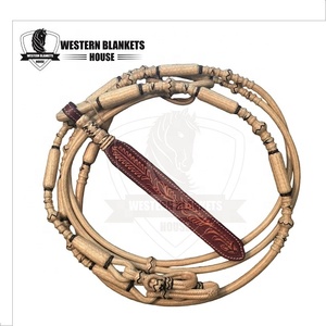 ODM Natural Rawhide Braided Romal Rein Decorated With <b>Beads</b> & Accents Loop End Romal Rein Store Offers Ultimate Custom Designs - Product Image 4