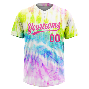 Yourteams <b>Tie</b> <b>Dye</b> Baseball Jersey Unisex Short Sleeve Sublimated Breathable Digital Print Adult All Seasons Regular Fit - Product Image 1
