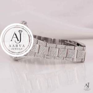 Reloj de Lujo para Mujer AARVA JEWELS, Acero Inoxidable Plateado, Diamante Moissanita, 30 mm, Analógico, Cuarzo, Resistente al Agua 3BAR, Zafiro - Product Image 5