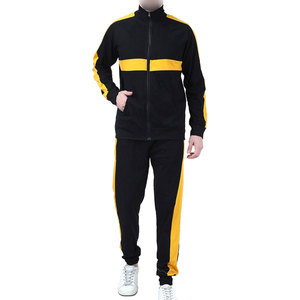 Black & Yellow Contrast Color Good Selling Durable <b>Machine</b> Washable Outer Wear OEM Lightweight Polyester Cotton Tracksuit - Product Image 1