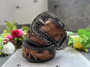 Cinturones tallados a mano estilo occidental para hombre y mujer, cinturones de cuero elegantes, Unisex - Product Image 5