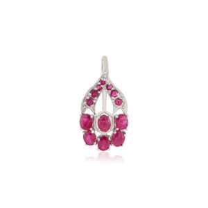 Wholesale 925 Sterling Silver <b>Ruby</b> Pendant Natural <b>Ruby</b> Cluster Drop <b>Necklace</b> Rhodium Plated Luxury Fine Jewelry for Women OEM - Product Image 1