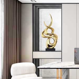 Gold Plated Abstract Sculpture Contemporary Artistic Tabletop Decor Living Room Handmade Irregular Shape - Product Image 6