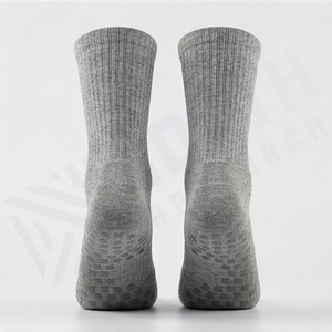 Gray Crew <b>Socks</b> Solid Knitted Breathable Polyester Spandex <b>Men</b> Women Casual Daily Wear Spring Season Standard Thickness - Product Image 2