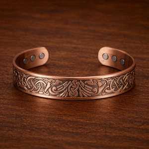 <b>Copper</b> Alloy Cuff Bracelet With Plant Pattern Vintage Style Unisex Jewelry Antique <b>Copper</b> Plated men women <b>copper</b> wear jewelry - Product Image 2