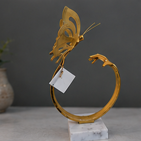 Brass Butterfly Sculpture Modern Handmade Home Decor Tabletop Art Piece for Living <b>Room</b> Indoor Use - Product Image 4