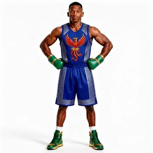 Ensemble de boxe en polyester, vêtements d'entraînement avec gants, design Phénix bleu et rouge, short et haut durables pour toutes les saisons - Product Image 1