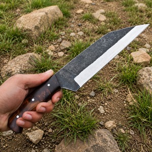Couteau de chasse artisanal pour droitier avec étui en cuir, lame en acier au carbone de 7,5 pouces, manche en bois, couteau traditionnel pour l'extérieur - Product Image 2