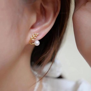 Boucles d'oreilles en perles d'eau douce de 7-8 mm, populaires, en argent plaqué or 14 carats, bijoux en argent élégants, matériau préservant la couleur - Product Image 3