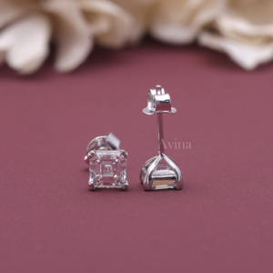 Pendientes de Diamante Cultivado en Laboratorio con Certificación IGI, Corte Asscher, Solitario, en Oro Blanco/Rosa y Amarillo de 14K, Pendientes de Diamante de 6 Puntas - Product Image 2