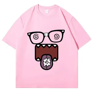 T-shirt pour homme avec imprimé de monstre de dessin animé amusant, lunettes Y2K, imprimé bouche, col rond, manches courtes, 100% coton, décontracté, séchage rapide, respirant - Product Image 2
