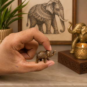 SHUBHAM Solid Brass <b>Elephant</b> Figurine Pair Handcrafted Mini <b>Elephant</b> Statues Decorative Home & Office <b>Decor</b> - Product Image 4
