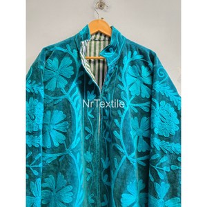 Embroidered Floral Velvet Blazer <b>Women's</b> Shawl Collar Full Sleeve Regular Length Autumn <b>Single</b> <b>Breasted</b> Jacket - Product Image 4