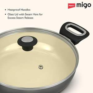 Juego de Utensilios de Cocina de Cerámica de 6 Piezas con Base de Inducción, Sartén Antiadherente con Tapa, Sartén para Freír, Sartén Tawa, 2 Espátulas, Libre de PTFE, PFOA y Metales Pesados - Product Image 4