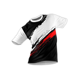 Maillot de sport géométrique jaune et bleu personnalisé pour homme, à manches courtes, col rond, tricoté 100 % coton, séchage rapide, coupe régulière, motif 240g - Product Image 4