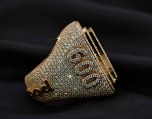 Moissanite Iced Out Custom Initial Signet <b>Ring</b> Hip Hop Jewelry Pave Statement <b>Ring</b> Luxury Streetwear Gift for <b>Men</b> - Product Image 1