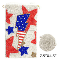 Sac bandoulière pour téléphone perlé fait main, motif coucher de soleil et océan, petite pochette de soirée ornée, pour femme professionnelle