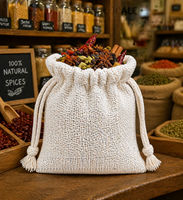 Pochette en jute blanche écologique avec cordon de serrage 10*14cm pour épices, sac cadeau réutilisable, emballage durable pour les courses