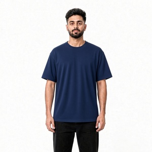 T-shirt homme à épaules larges, manches tombantes, en jersey de coton, col rond, manches courtes, uni - Product Image 1
