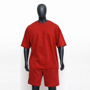 Ensemble deux pièces d'été avec short imprimé tricoté et t-shirt, style streetwear décontracté en coton pour le sport et la course - Product Image 3