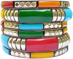 Ensemble de bracelets traditionnels faits à la main en résine et laiton, élégants bracelets de créateur pour un usage quotidien et pour les soirées, pour femmes - Product Image 1