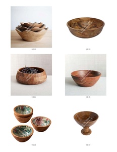 Frutero de madera estilo rústico, recién llegado, tazones decorativos hechos a mano, tazón grande curvo de madera de mango para decoración del hogar y mesa. - Product Image 5