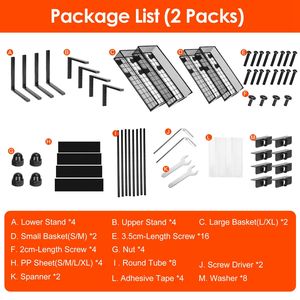 2 cassetti estraibili a 2 livelli per organizzazione sotto il lavello, con 5 altezze regolabili, organizer per armadietti - Product Image 2