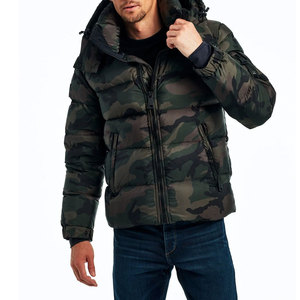 <b>Men's</b> Camouflage Hooded Puffer <b>Jacket</b> Full Sleeve Zipper Closure Padded Winter Outerwear Regular Fit Adult Streetwear Style - Product Image 2