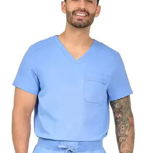 Conjunto de Uniformes Médicos Multicolor, Estilo Jogger, Top de Manga Corta con Cuello en V y Pantalones con Bolsillos - Product Image 1