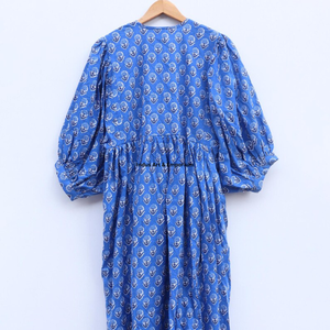 Beautiful floral Cotton Block Printed dress Dress For Casual wear Hand Block Printed Dress - Product Image 3