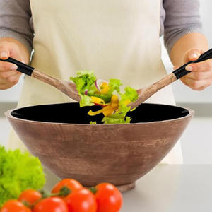 Handmade Wooden Salad Bowl Minimalist Design Uncoated Wood Craft For <b>Fresh</b> <b>Vegetables</b> And Salads - Product Image 1