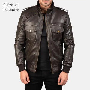 Veste en cuir pour homme, col montant, réversible, en toile respirante, antibactérienne, élégante, pour l'hiver - Product Image 1