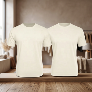 เสื้อยืดคอกลมผู้ชายทรงปกติ ผ้าฝ้าย 100% สีพื้น แขนสั้น สไตล์ลำลอง ผ้าเจอร์ซีย์ถัก - Product Image 5