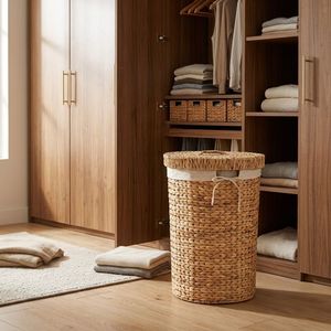 Handwoven Water Hyacinth <b>Laundry</b> <b>Basket</b> <b>with</b> <b>Lid</b> Natural Storage <b>Basket</b> for Home Organization - Product Image 4