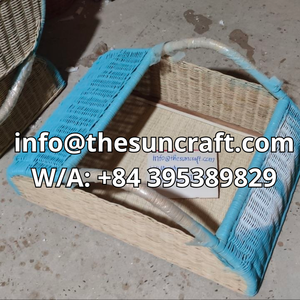<b>Pink</b> Handwoven Rattan Kids Girl Wagon Wicker Rolling Basket Toy Storage Decor Gift Cute Car Design For Nursery - Product Image 5
