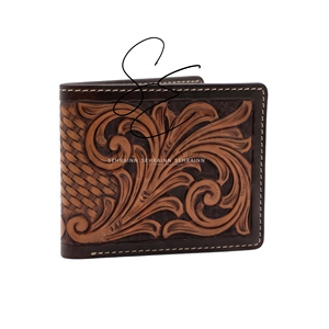 Nueva Cartera de Cuero Genuino para Hombre, Cierre Abierto, Cartera de Cuero Bifold Tallada a Mano, Estilo Vintage Rústico Vaquero, Porta Tarjetas y Efectivo, Personalizable - Product Image 1