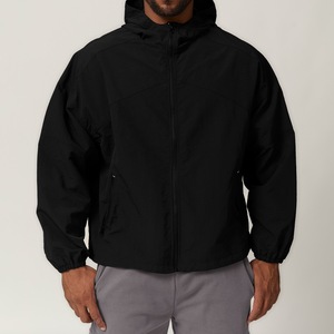 <b>Men's</b> Waterproof Windproof Eco-Friendly Quick Dry Breathable Lightweight Thick 100% Nylon Sporty <b>Long</b> Windbreaker <b>Jacket</b> - Product Image 1