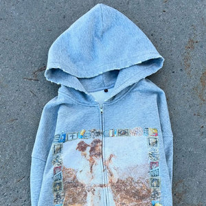 Sudadera con capucha de algodón grueso de alta calidad para hombre, con cremallera completa, forro polar de felpa francesa y estampado personalizado para invierno - Product Image 3