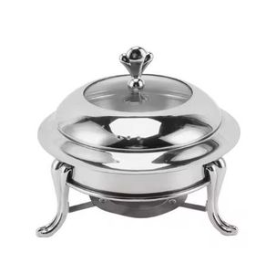 Cacerola de Acero Inoxidable con Elegante Soporte de Malla Metálica Dorada, Plato de Servicio de Lujo para Buffet y Catering - Product Image 3