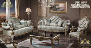 Juego de Sofás de Madera de Teca con Acabado Dorado Imperial de Estilo Europeo, Diseños Lujosos para Sala de Estar, Duradero, Tamaño Personalizable - Product Image 5