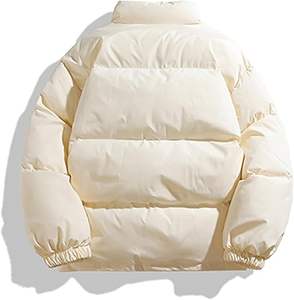 Veste d'hiver matelassée imperméable coupe-vent unisexe avec logo personnalisé, longue et fine, en tissu matelassé rembourré, couleur bleu poussière - Product Image 3