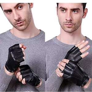 Guantes de Carreras de Medio Dedo de Cuero PU con Cierre de Hebilla para Montar al Aire Libre, Unisex, Antideslizantes, Estilo Universal - Product Image 4