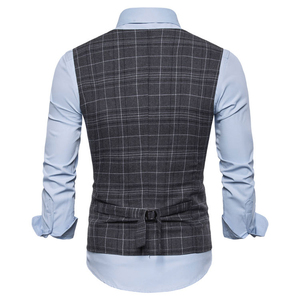 Chaleco de Traje Formal Personalizado para Hombre, Cuello en V, Corte Entallado, Botón Único, Tela de Lana Peinada, Impermeable, para Invierno - Product Image 2
